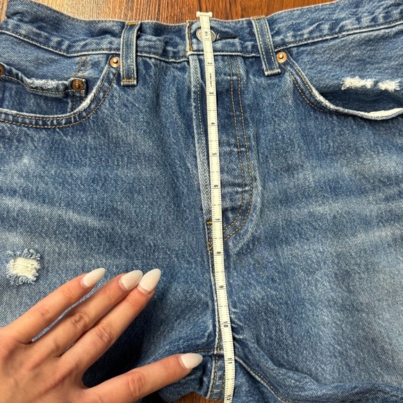 Levi’s 501® Premium Button Fly Jeans W27 L30 Distressed Straight Leg - Picture 4 of 7